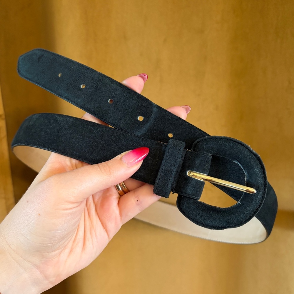 Vintage 80s 90s Black Suede Leather Belt – Made in Taiwan
